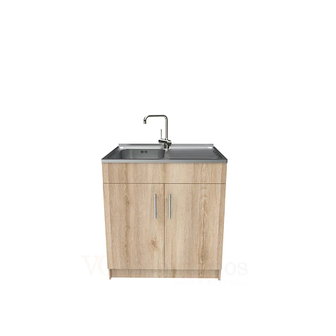 Mueble lavaplatos simple de 80 cm con cubierta de acero inox /  MD0-800-SAI / Cava