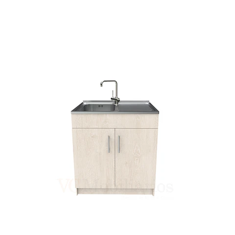 Mueble lavaplatos simple de 80 cm con cubierta de acero inox /  MD0-800-SAI / Provenzal