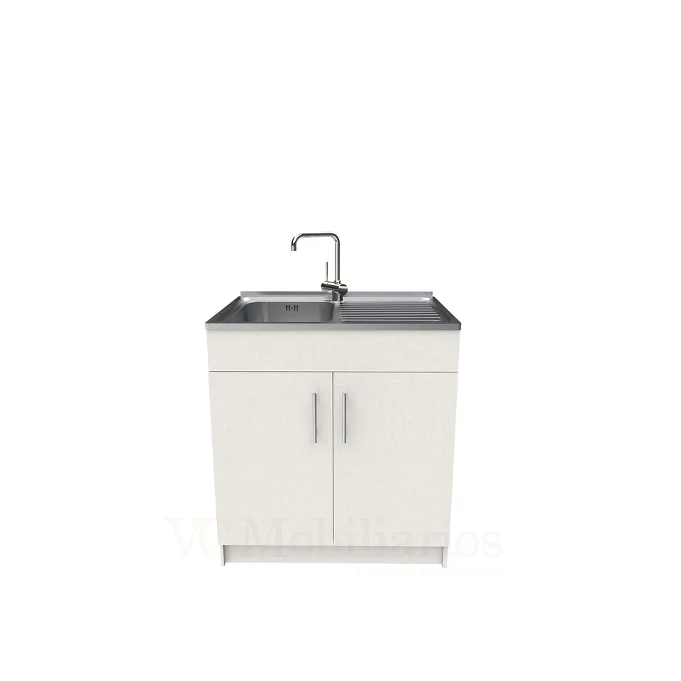 Mueble lavaplatos simple de 80 cm con cubierta de acero inox /  MD0-800-SAI / Giorno 1