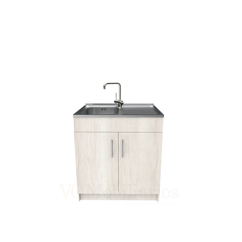 Mueble lavaplatos simple de 80 cm con cubierta de acero inox /  MD0-800-SAI / Toscana