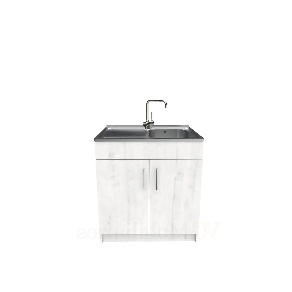 Mueble lavaplatos simple de 80 cm con cubierta de acero inox /  MI0-800-SAI / Alaska 1