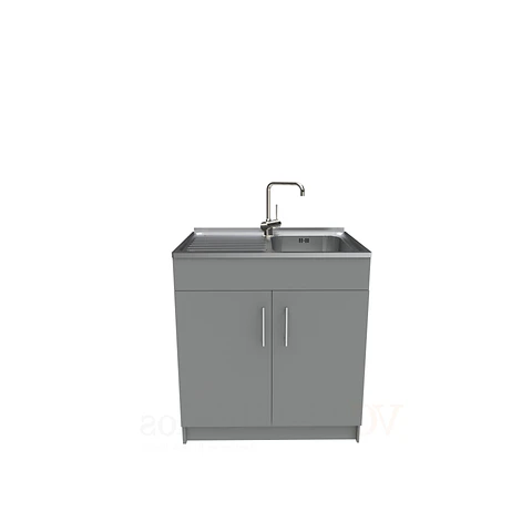 Mueble lavaplatos simple de 80 cm con cubierta de acero inox /  MI0-800-SAI / Carbon