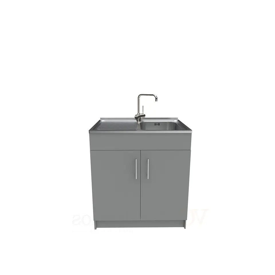 Mueble lavaplatos simple de 80 cm con cubierta de acero inox /  MI0-800-SAI / Carbon 1