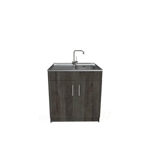 Mueble lavaplatos simple de 80 cm con cubierta de acero inox /  MI0-800-SAI / Espresso
