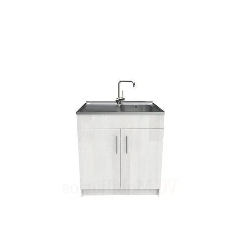 Mueble lavaplatos simple de 80 cm con cubierta de acero inox /  MI0-800-SAI / Legno