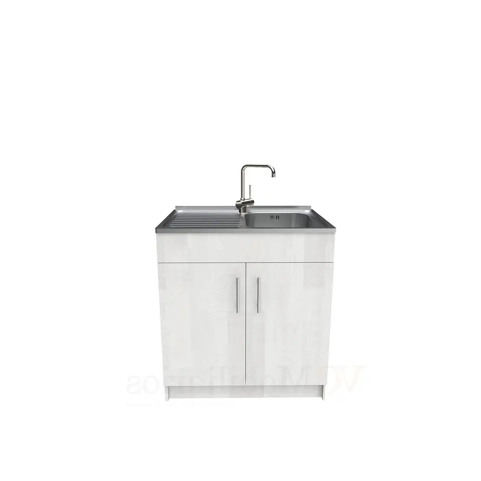 Mueble lavaplatos simple de 80 cm con cubierta de acero inox /  MI0-800-SAI / Legno 1