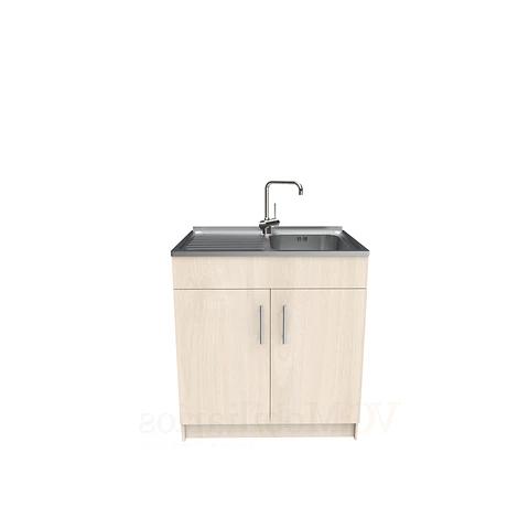 Mueble lavaplatos simple de 80 cm con cubierta de acero inox /  MI0-800-SAI / Nougat
