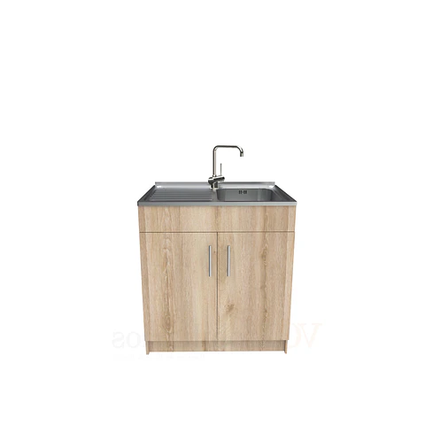 Mueble lavaplatos simple de 80 cm con cubierta de acero inox /  MI0-800-SAI / Cava
