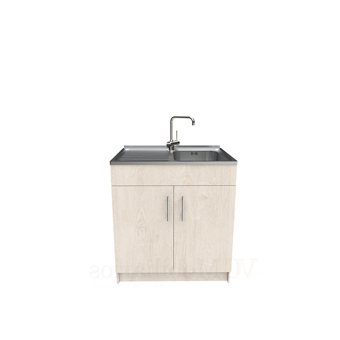 Mueble lavaplatos simple de 80 cm con cubierta de acero inox /  MI0-800-SAI / Provenzal