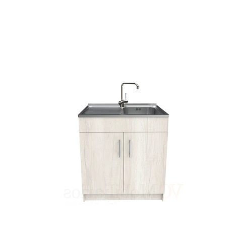 Mueble lavaplatos simple de 80 cm con cubierta de acero inox /  MI0-800-SAI / Toscana