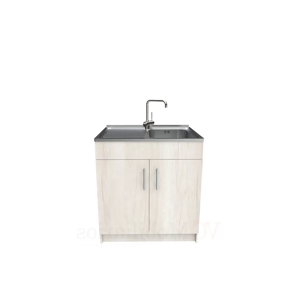Mueble lavaplatos simple de 80 cm con cubierta de acero inox /  MI0-800-SAI / Toscana 1
