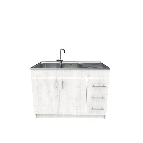 Mueble lavaplatos doble cubierta de acero inox de 120cm / M1D-1200-AI / Alaska