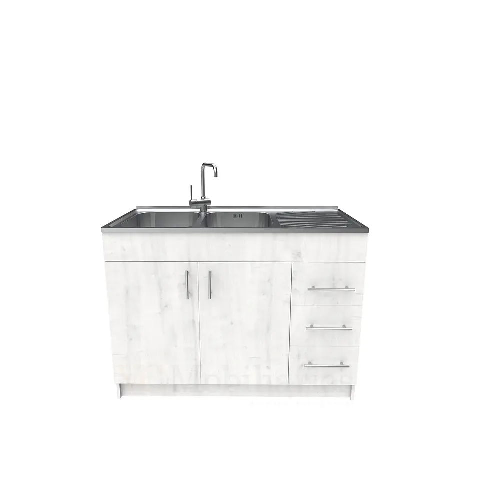 Mueble lavaplatos doble cubierta de acero inox de 120cm / M1D-1200-AI / Alaska 1