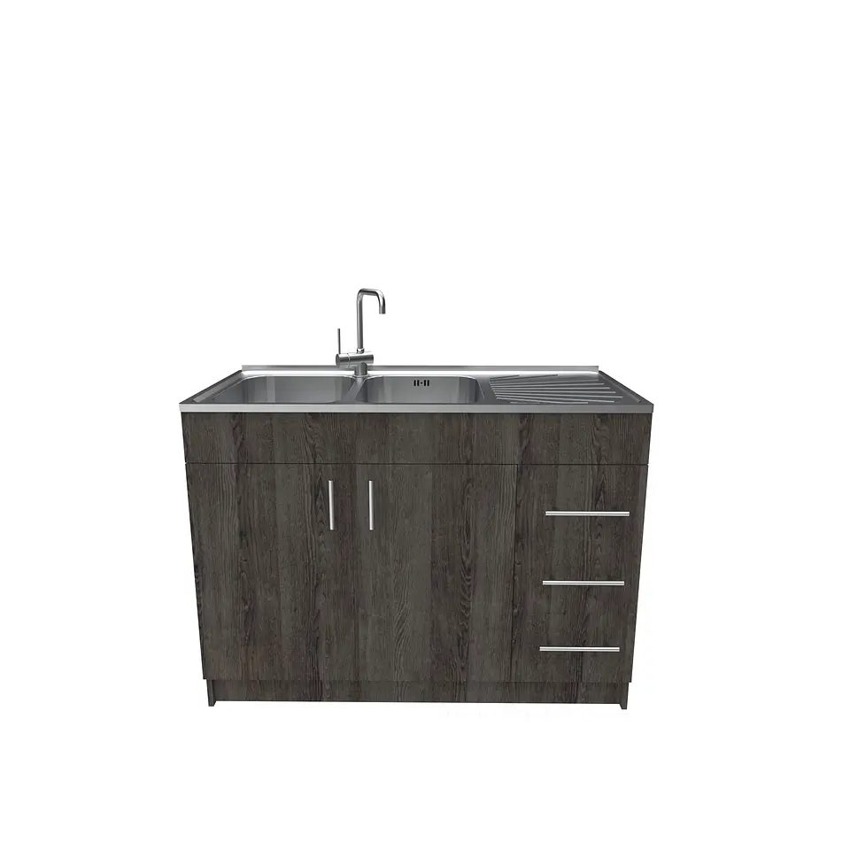 Mueble lavaplatos doble cubierta de acero inox de 120cm / M1D-1200-AI / Espresso 1