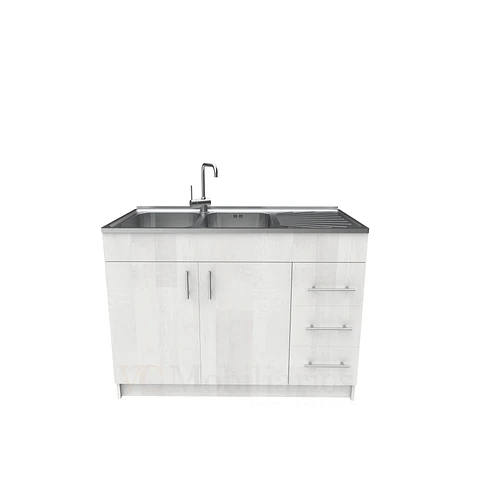 Mueble lavaplatos doble cubierta de acero inox de 120cm / M1D-1200-AI / Legno