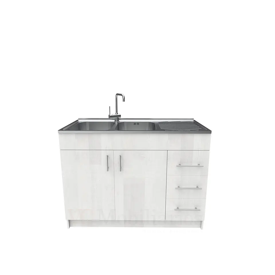 Mueble lavaplatos doble cubierta de acero inox de 120cm / M1D-1200-AI / Legno 1