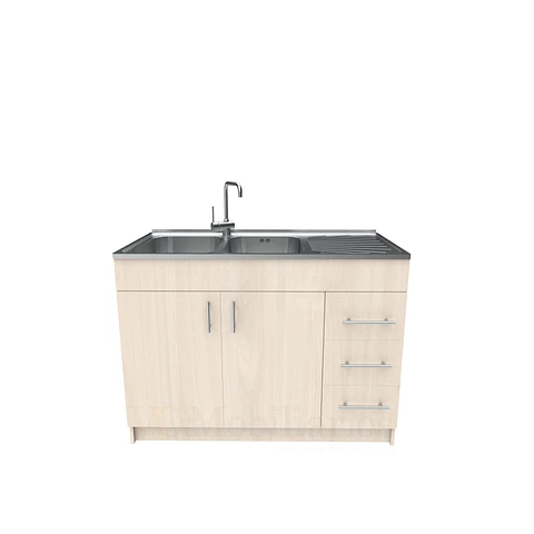 Mueble lavaplatos doble cubierta de acero inox de 120cm / M1D-1200-AI / Nougat