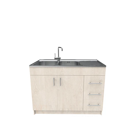 Mueble lavaplatos doble cubierta de acero inox de 120cm / M1D-1200-AI / Provenzal
