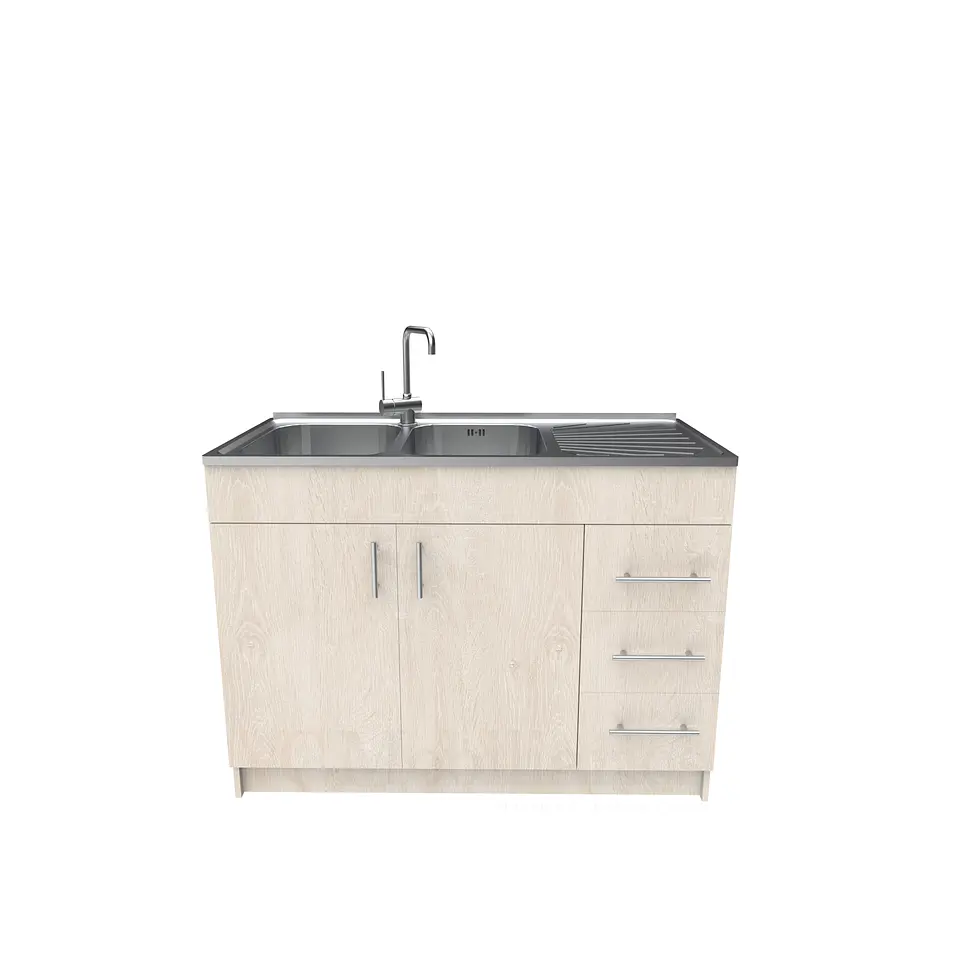 Mueble lavaplatos doble cubierta de acero inox de 120cm / M1D-1200-AI / Provenzal 1