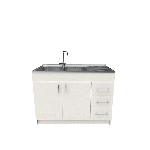 Mueble lavaplatos doble cubierta de acero inox de 120cm / M1D-1200-AI / Giorno