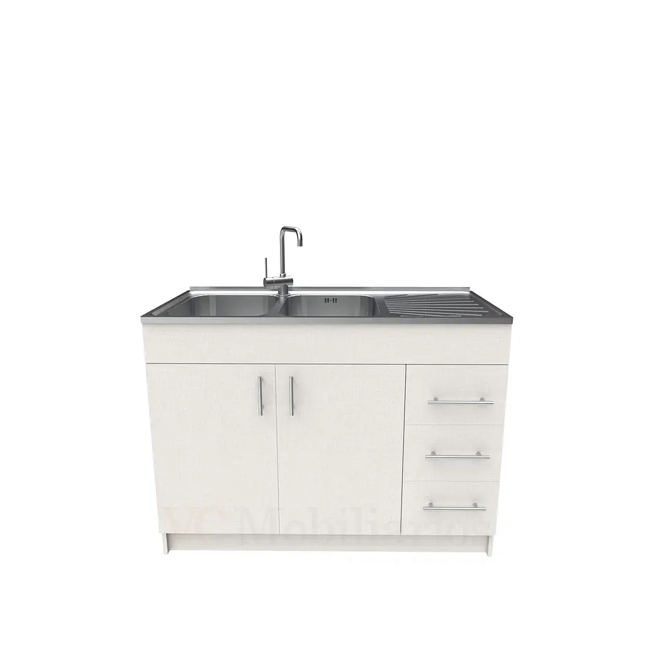 Mueble lavaplatos doble cubierta de acero inox de 120cm / M1D-1200-AI / Giorno 1