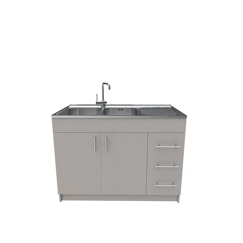 Mueble lavaplatos doble cubierta de acero inox de 120cm / M1D-1200-AI / Notte