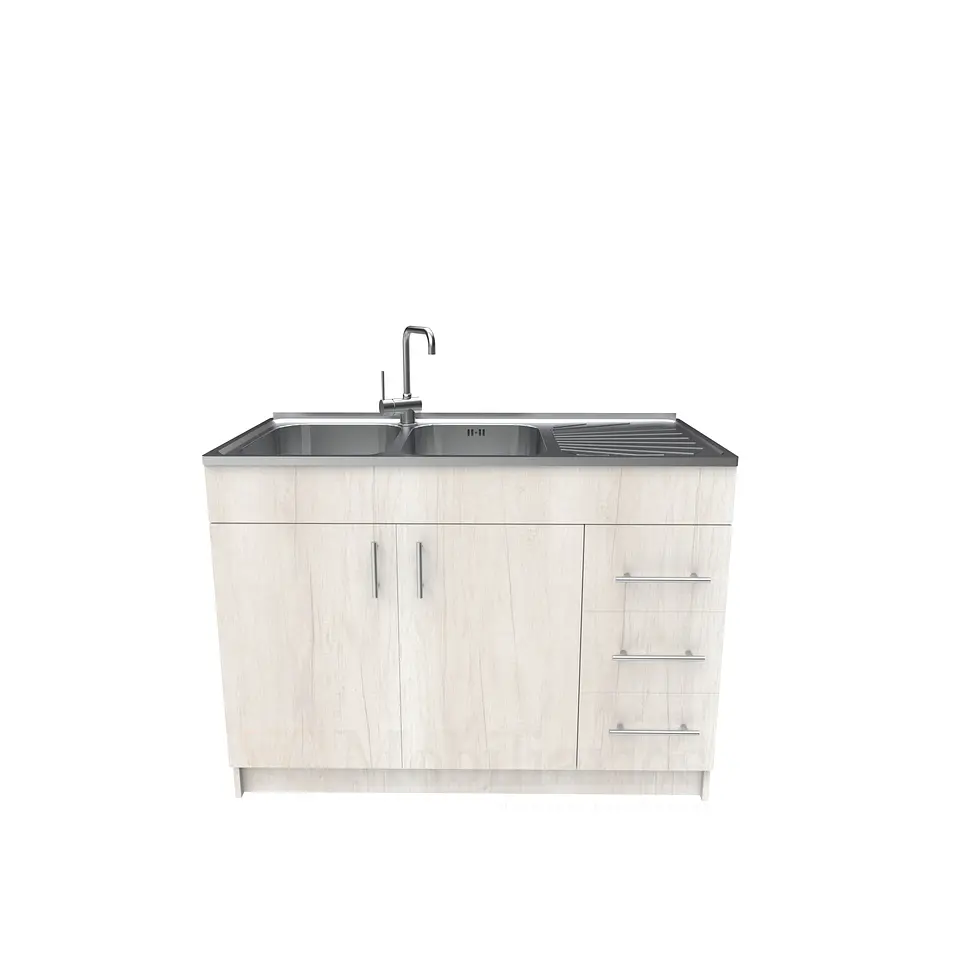 Mueble lavaplatos doble cubierta de acero inox de 120cm / M1D-1200-AI / Toscana 1