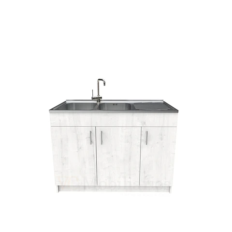 Mueble lavaplatos doble cubierta de acero inox de 120cm / M0D-1200-AI / Alaska