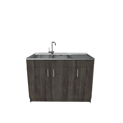 Mueble lavaplatos doble cubierta de acero inox de 120cm / M0D-1200-AI / Espresso