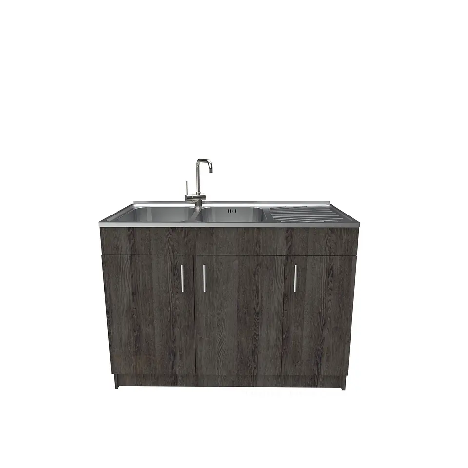 Mueble lavaplatos doble cubierta de acero inox de 120cm / M0D-1200-AI / Espresso 1