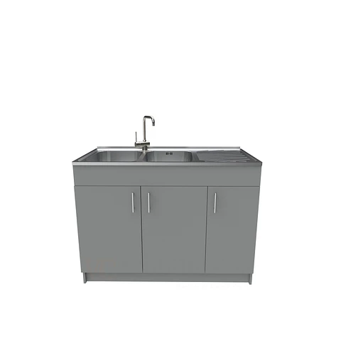 Mueble lavaplatos doble cubierta de acero inox de 120cm / M0D-1200-AI / Carbon