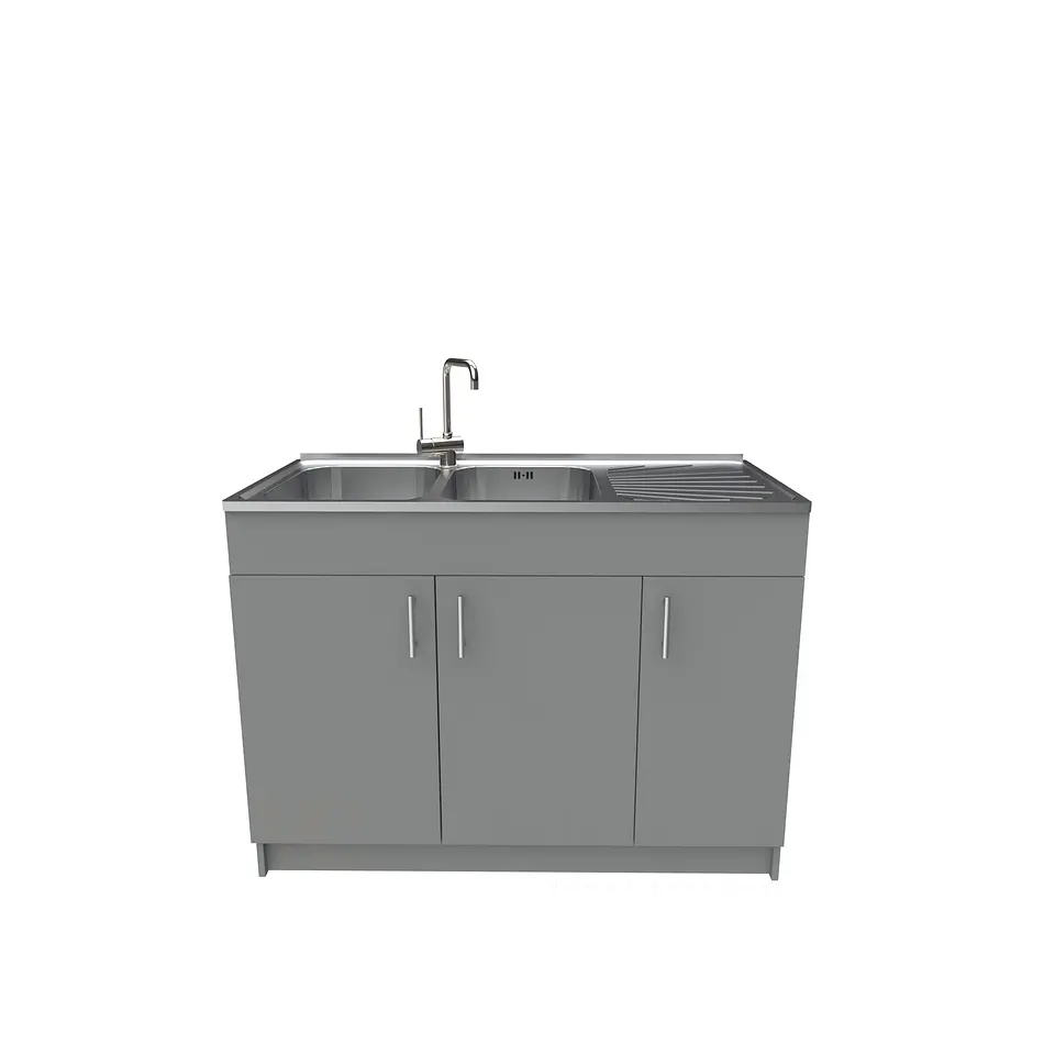 Mueble lavaplatos doble cubierta de acero inox de 120cm / M0D-1200-AI / Carbon 1