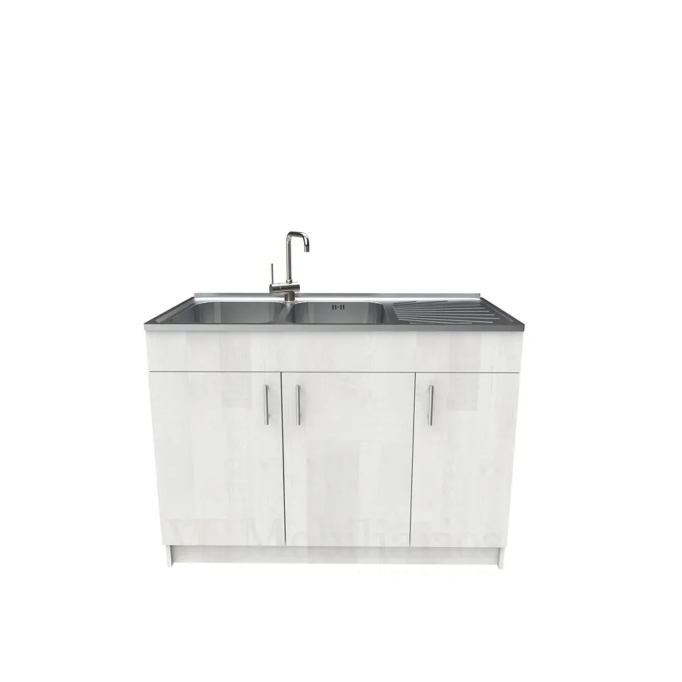 Mueble lavaplatos doble cubierta de acero inox de 120cm / M0D-1200-AI / Legno 1