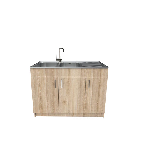 Mueble lavaplatos doble cubierta de acero inox de 120cm / M0D-1200-AI / Cava
