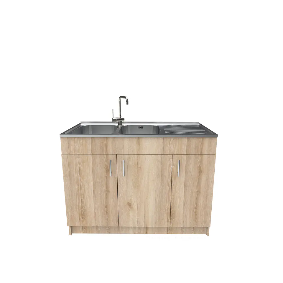 Mueble lavaplatos doble cubierta de acero inox de 120cm / M0D-1200-AI / Cava 1