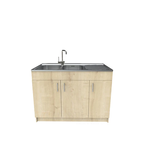Mueble lavaplatos doble cubierta de acero inox de 120cm / M0D-1200-AI / Rustico