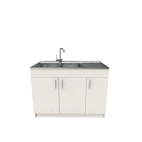 Mueble lavaplatos doble cubierta de acero inox de 120cm / M0D-1200-AI / Giorno