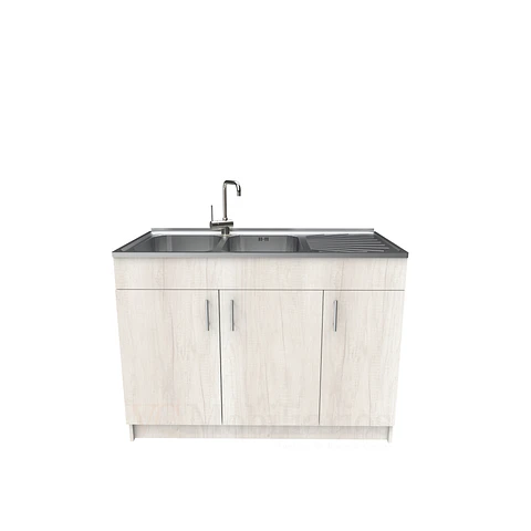 Mueble lavaplatos doble cubierta de acero inox de 120cm / M0D-1200-AI / Toscana