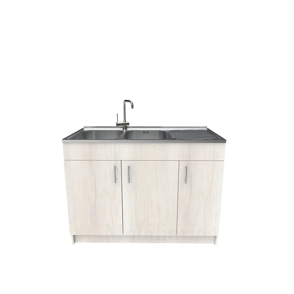 Mueble lavaplatos doble cubierta de acero inox de 120cm / M0D-1200-AI / Toscana 1