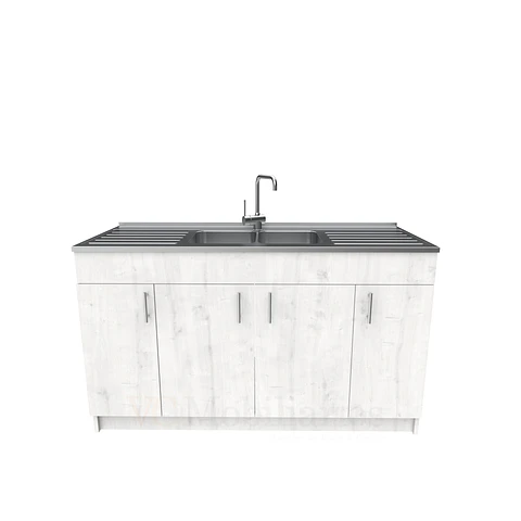 Mueble lavaplatos doble cubierta de acero inox de 150cm / M0D-1500-AI / Alaska