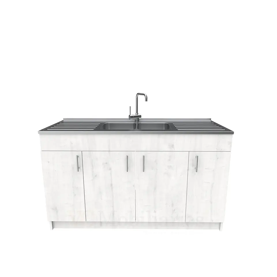 Mueble lavaplatos doble cubierta de acero inox de 150cm / M0D-1500-AI / Alaska 1