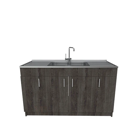 Mueble lavaplatos doble cubierta de acero inox de 150cm / M0D-1500-AI / Espresso