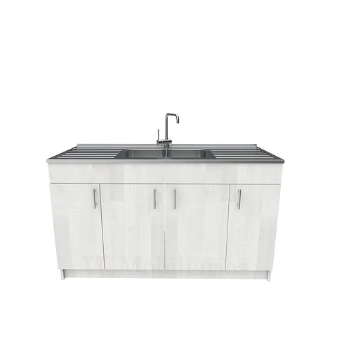 Mueble lavaplatos doble cubierta de acero inox de 150cm / M0D-1500-AI / Legno