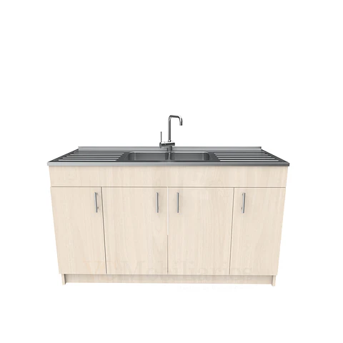 Mueble lavaplatos doble cubierta de acero inox de 150cm / M0D-1500-AI / Nougat