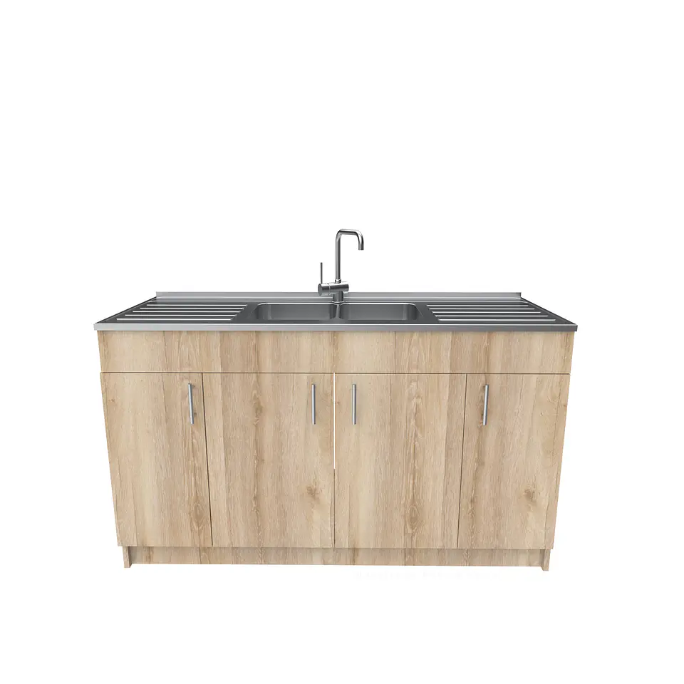 Mueble lavaplatos doble cubierta de acero inox de 150cm / M0D-1500-AI / Cava 1