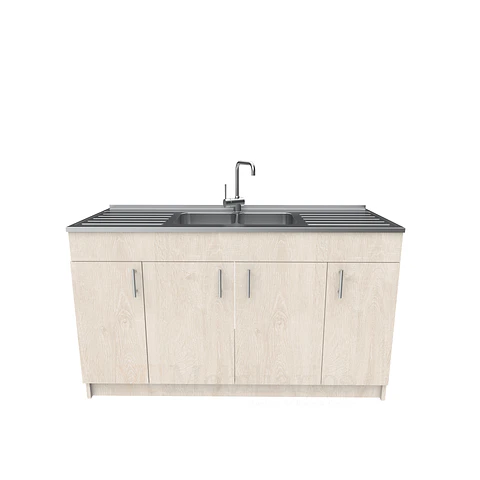 Mueble lavaplatos doble cubierta de acero inox de 150cm / M0D-1500-AI / Provenzal