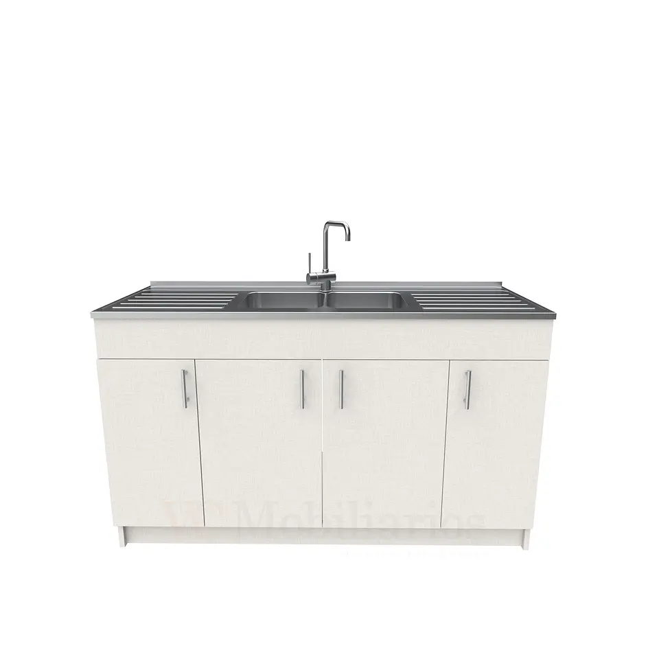 Mueble lavaplatos doble cubierta de acero inox de 150cm / M0D-1500-AI / Giorno 1