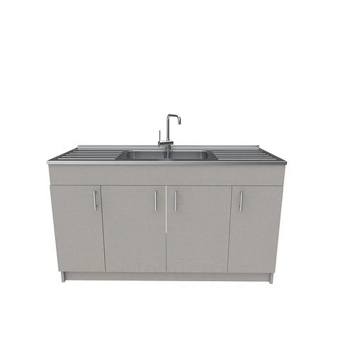 Mueble lavaplatos doble cubierta de acero inox de 150cm / M0D-1500-AI / Notte