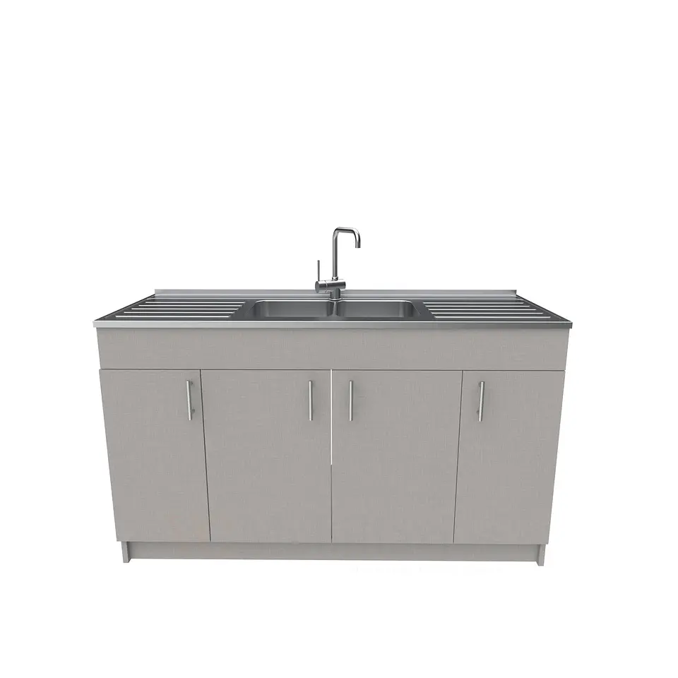 Mueble lavaplatos doble cubierta de acero inox de 150cm / M0D-1500-AI / Notte 1