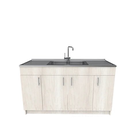 Mueble lavaplatos doble cubierta de acero inox de 150cm / M0D-1500-AI / Toscana
